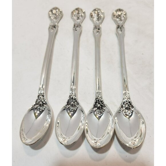 Vintage F B Rogers Silverplate French Rose Iced Tea Spoons 7 3/4" - Picture 5 of 12